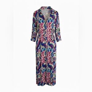 Zara Multicolor Abstract Midi Dress 100% viscose size large